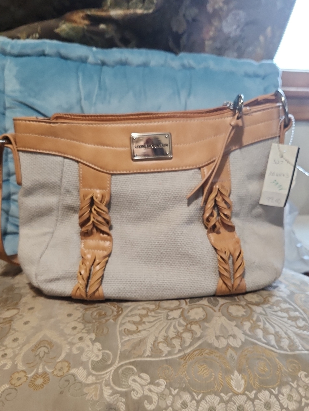 NWT Stone Mountain Belmar Tote Natural 3 Compartments Zipper & Snap Close Pocket